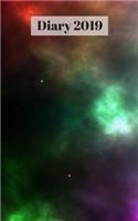 Diary 2019: Nebula of Colours, 5 X 8 372 Paged Book, Day/Times/Notes on Every Page, Timed Planner