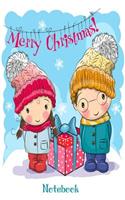Merry Christmas Notebook: Cute Notebook 150 Lined Pages, Christmas Notebook With Girl & Boy In Snow(7 Festive Notebooks)