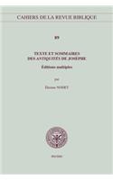 Texte Et Sommaires Des Antiquites de Josephe