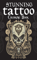 Stunning Tattoo Coloring Book: Tattoo Skull Adults Coloring Book