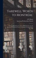 'Farewell Words to Montreal'