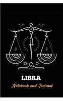 Libra Notebook and Journal: Zodiac Star Sign Horoscope Journal, Diary, Notebook or Log, Birthday Christmas Gift for Men, Women and Kids 118 pages 6x9 Easy Carry Compact Size