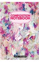 Composition Notebook: Liquid Marble Abstract Painted Flowers 6" X 9" 120 Page Notebook
