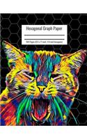 Hexagonal Graph Paper: Organic Chemistry & Biochemistry Notebook, Vibrant Cat Cover, 160 Pages (8.5 x 11 inch, 1/4 inch hexagons)