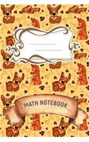 Math Notebook: A 6x9 Inch Matte Softcover Paperback Notebook Journal With 120 Blank Grid Quad Pages - Graph Paper (4x4) -Dogs, Paws, Bones, Puppies