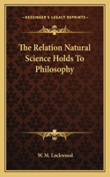 The Relation Natural Science Holds To Philosophy
