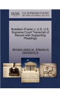 Bolettieri (Frank) V. U.S. U.S. Supreme Court Transcript of Record with Supporting Pleadings