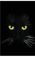 Journal: Black Cat on Black Background: Lined Journal, 120 Pages, 5.5 x 8.5, Black Cat, Soft Cover, Matte Finish, Black Background