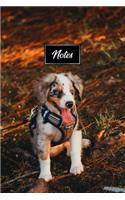 Australian Shepherd Dog Pup Puppy Doggie Notebook Bullet Journal Diary Composition Book Notepad - Baby in Forest: Cute Animal Pet Owner Composition Book with 100 Unruled Plain Blank Paper Pages in 6" x 9" Inch