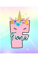 Fiona: Girls Unicorn Journal to Write In - Personalized Journal