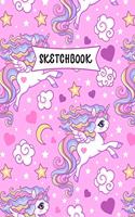 Sketchbook: Mignon licorne rose Carnet de croquis pour enfants - Pratique du dessin et du griffonnage - Livre de croquis amusant pour les tout-petits - Grandes 
