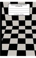 Wide Ruled Composition Notebook 6" x 9". 120 Pages.: Book Cover With Beautiful Squares Black And White Tiles White Background Pattern.