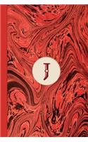 Monogram J Marble Notebook (Regency Red Edition): Blank Lined Marble Journal for Names Starting with Initial Letter J