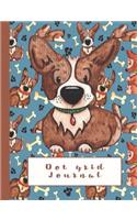 Dot Grid Journal: Dot Grid Journal Notebook for Mythical Creatures and Animal Lovers - 7.44 X 9.69 - Cute Brown Dog on Dog and Bone Blue Art Print Background