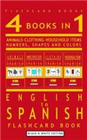 4 books in 1 - English to Spanish Kids Flash Card Book