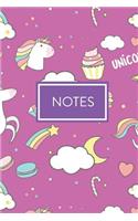 Notes: A Whimsical Sketch-style Unicorn, Cupcakes and Doodle Rainbows Notebook