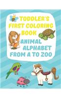 Toddler's First Coloring Book Animal Alphabet: Fun Simple Big Coloring Images for Small Hands A-Z Upper Case Lower Case