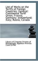 List of Works on the Tariffs of Foreign Countries