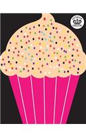 Notebook Kingdom Cupcake Series: Cupcake Journal/Diary Sketchbook Sketchpad Scratch Pad or Composition Book Blank 100 Pages Portable 8.5"x11" Cupcake With Sprinkles Black Back