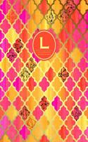 L - Initial Monogram Journal - Dot Grid, Moroccan Orange Pink: Large Softcover Notebook, 8.5 X 11