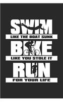 Swim like the boat sunk Bike like you stole it Run for your life