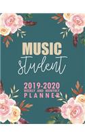 Music Student: 2019-2020 Weekly and Monthly Planner Academic Year with Class Timetable Exam Assignment Schedule Record School College University