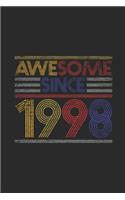 Awesome Since 1998: Graph Paper Notebook / Journal (6" X 9" - 5 Squares per inch - 120 Pages) - Birthday Gift Idea
