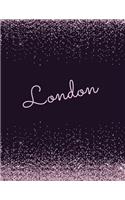 London: London Attractive journal: pink and black sparkly designer notebook. Arty stylish girls stylish journals. Girls notebooks