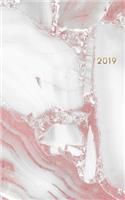 2019: Weekly Planner 2019 Calendar Organizer Agenda (January to December) Pink Marble Quartz
