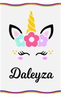 Daleyza: Personal Notebook Personal Diary Unicorn Notebook Personalized Journal Customized Journal Unicorn Lover Gift Personal Name Notebook