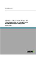 Inhaltliche und sprachliche Analyse der Falkenstrophen des Kürenbergers unter Berücksichtigung der Falknerpraxis