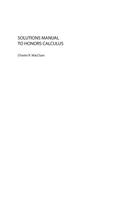 Solutions Manual to Honors Calculus