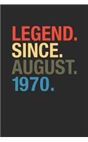 Legend Since August 1970: Dotted Bullet Grid Notebook / Journal (6 X 9 -120 Pages) - August Birthday Gift Idea