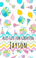 Alles Gute zum Geburtstag Jayson: Kariertes Notizbuch mit 5x5 Karomuster für deinen personalisierten Vornamen