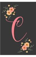 C Initial Monogram Dot Grid Notebook Journal: Elegant Floral Monogram Gifts For Women And Girls, 120 Pages 6x9