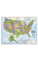 National Geographic: Kids Political USA Education: Grades 4-12 Wall Map - Laminated (51 X 40 Inches)