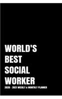 World's Best Social Worker Planner: 2-Year 2020 - 2021 Black Productivity Journal Daily / Weekly Monthly Dated Calendar Year Career Goal Planner Organizer Tracker Planning Worksheets (