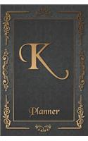 K: Letter Journal Monogram Minimalist Lined Notebook To Do List Undated Daily Planner for Personal and Business Activities with Check Boxes to Help you