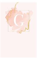 G: 110 Sketchbook Pages (6 x 9) - Light Pink Monogram Sketch and Doodle Notebook with a Simple Modern Watercolor Emblem - Personalized Initial Letter -