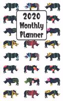 2020 Monthly Planner: Rhino 12 Month Planner Calendar Organizer Agenda with Habit Tracker, Notes, Address, Password, & Dot Grid Pages