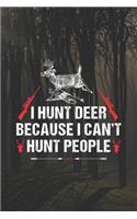 I Hunt Deer Because I Can't Hunt People: Track and evaluate your hunting seasons For Species: Deer Turkeys Elk Rabbits Duck Fox And More Gifts. 110 Story Paper Pages. 6 in x 9 in Cover.
