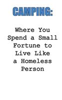 Camping: WHERE YOU SPEND A SMALL FORTUNE TO LIVE LIKE A HOMELESS PERSON...Workbook of Affirmations: Bullet Journal, Food Diary, Recipe Notebook, Planner, To 