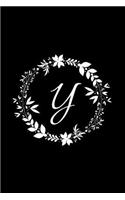 Y: Black Floral / Monogram Initial 'Y' Notebook: (6 x 9) Diary, Daily Planner, Lined Daily Journal For Writing, 100 Pages, Soft Glossy Cover