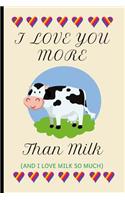 I Love You More Than Milk: Funny Birthday Gifts Blank Lined Notebook / Journal (6" x 9")