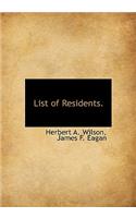 List of Residents.