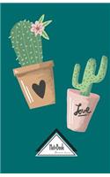 Notebook Journal Dot-Grid, Graph, Lined, Blank No lined: Love Cactus Cacti Forest Green: Small Pocket Notebook Journal Diary, 120 pages, 5.5" x 8.5"