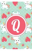 Q: Monogrammed 2020 Weekly Planner For Women And Teen Girls - Cute Unicorn Hearts, January 2020 - December 2020 (6"x9")