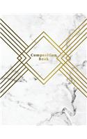 Composition Book: Marble + Gold Bullet Notebook - 150-Page 1/2 Inch Dot Grid Marble Journal - 8.5 X 11 Matte Softcover