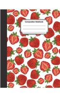 Composition Notebook: Cute red fresh strawberry color pattern: College Ruled School Notebooks, Composition Notebook, Subject Daily Journal Notebook: 120 Lined Pages (Larg