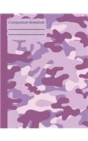 Camouflage Purple Composition Notebook - 5x5 Graph Paper